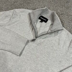 Bonobos Quarter Zip Sweater M Cashmere Blend Light Gray Knit Pullover Casual‎